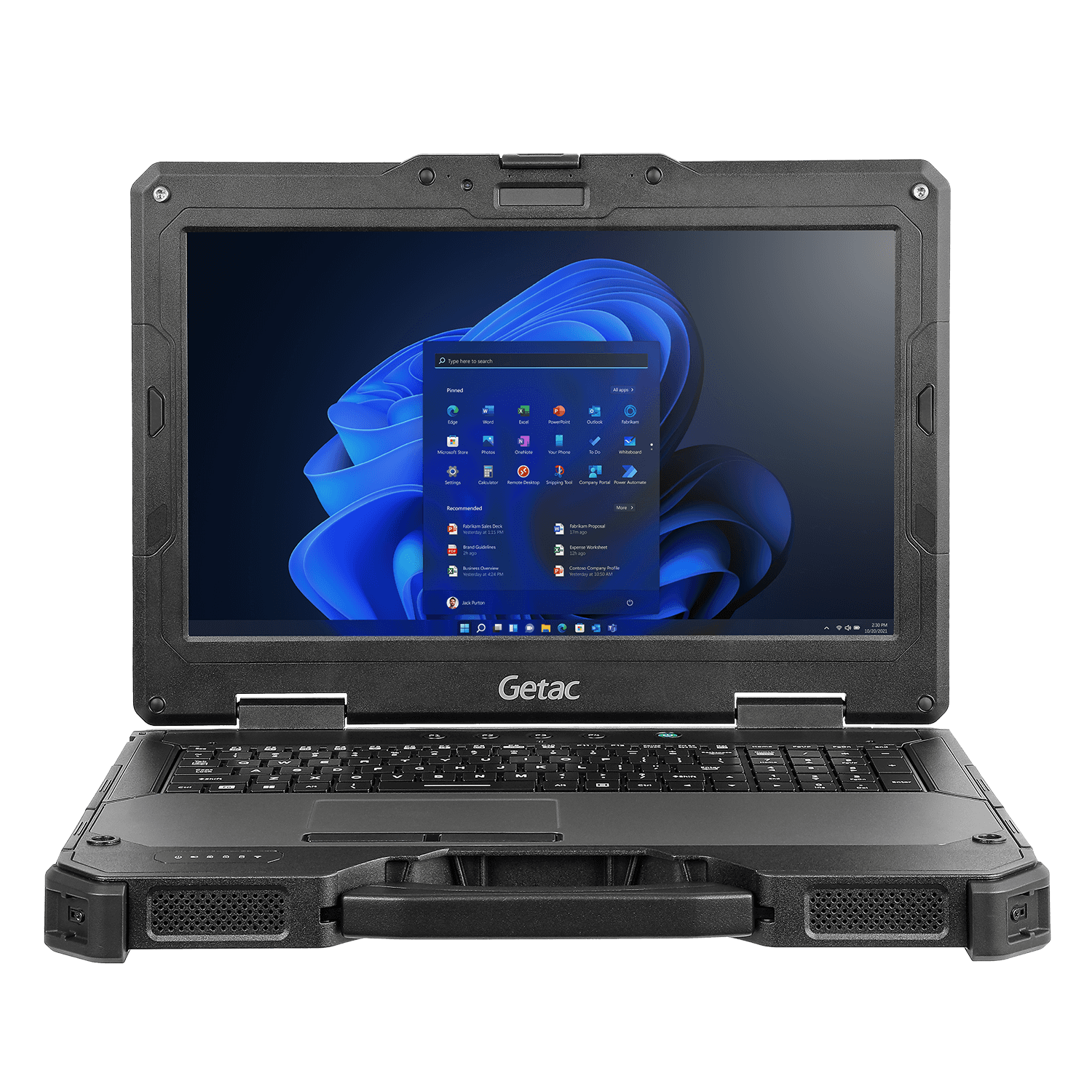 Getac X600 Fully Rugged Laptop with Windows operating system on white background.