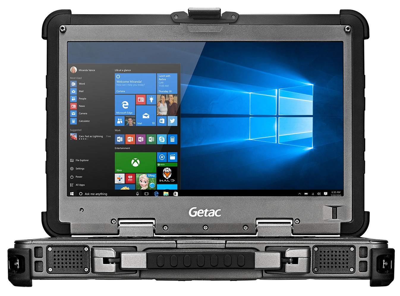 Getac X500 rugged laptop on white background 