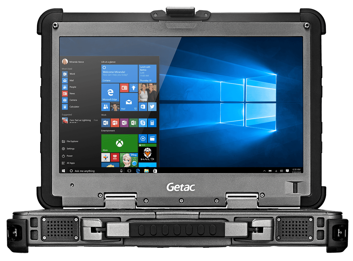 Getac X500 rugged laptop on white background