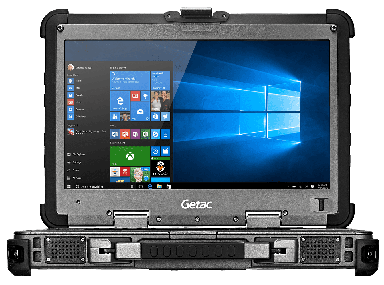 Getac X500 rugged laptop on white background 