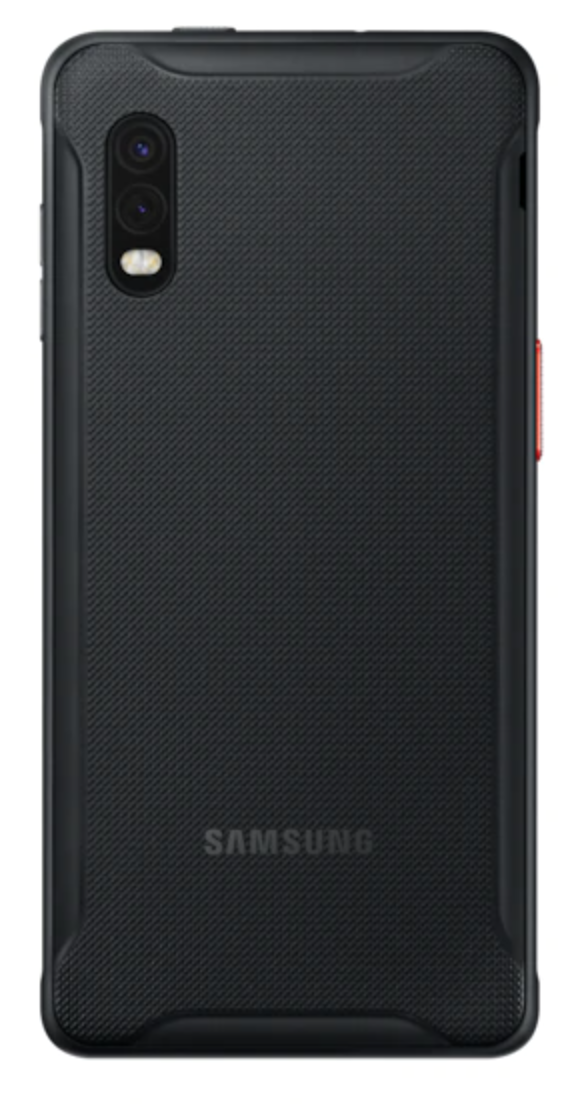Back view of Galaxy XCover Pro Rugged Smartphone on white background 