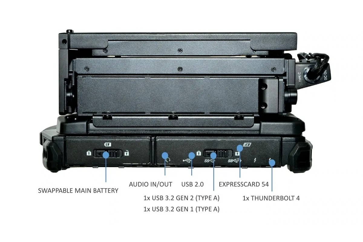 Right side profile of Durabook Z14I-DX3 showing sealed interface covers