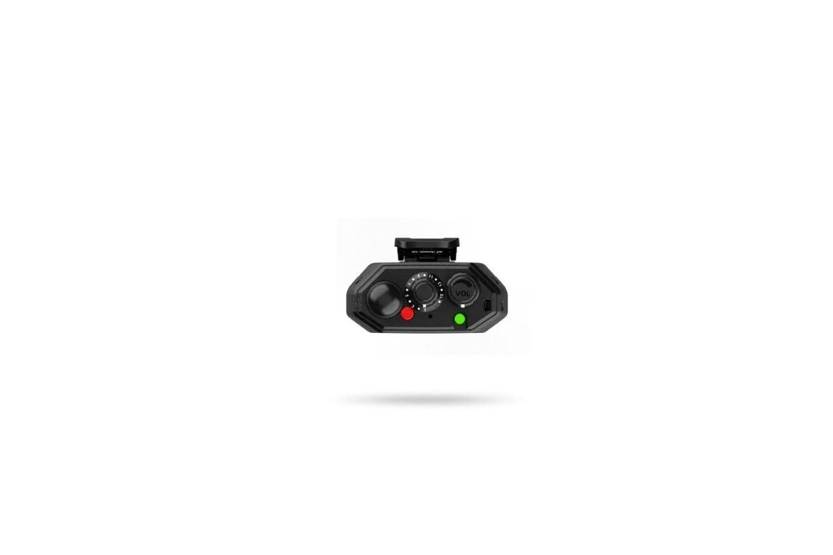 Top view of RugGear RG190 showing dual rotary knobs and SOS button