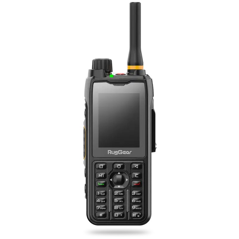 RugGear RG380 rugged 4G MCX push-to-talk radio with external antenna and full keypad