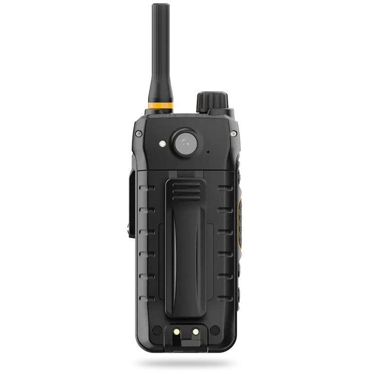Detail view of the RugGear RG380 SOS emergency key and volume controls for lone worker safety.