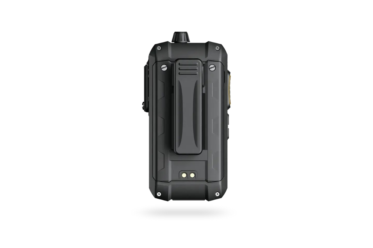 Rear view of RugGear RG440 showing removable battery casing and clip mounts