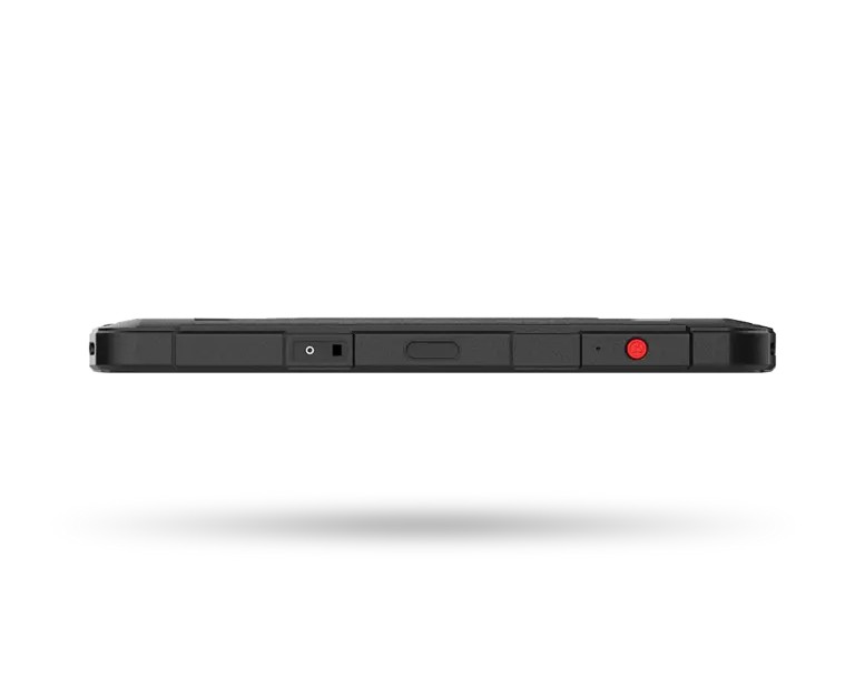 Top edge view of the RugGear RG940 showing the power button and microphone port.