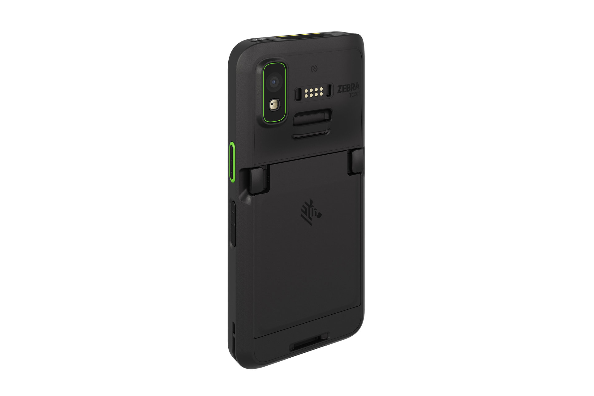 Bottom connector view of Zebra TC501 showing USB-C and charging contacts