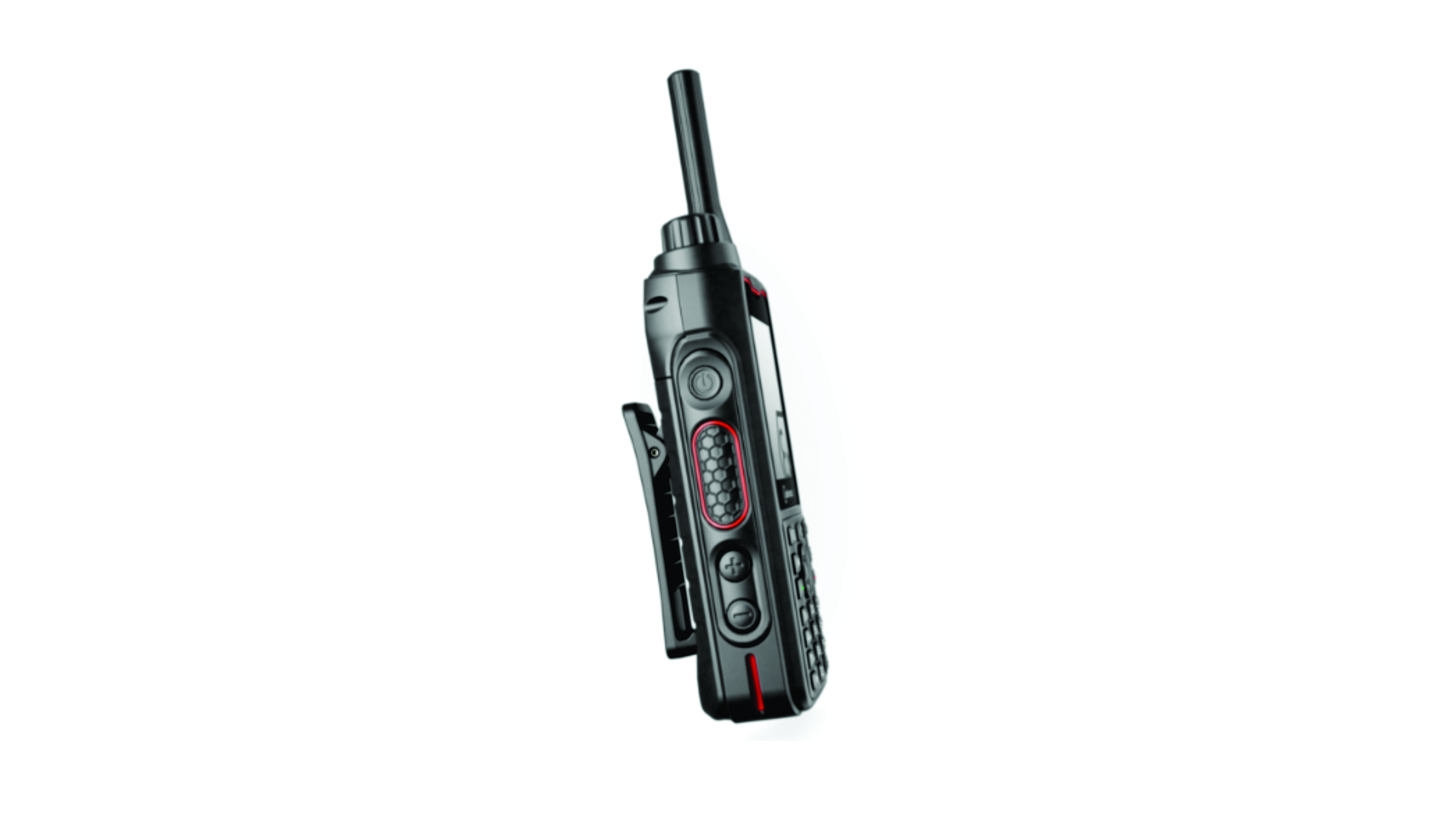 Side view of i.safe MOBILE IS380.1 showing tactile PTT buttons