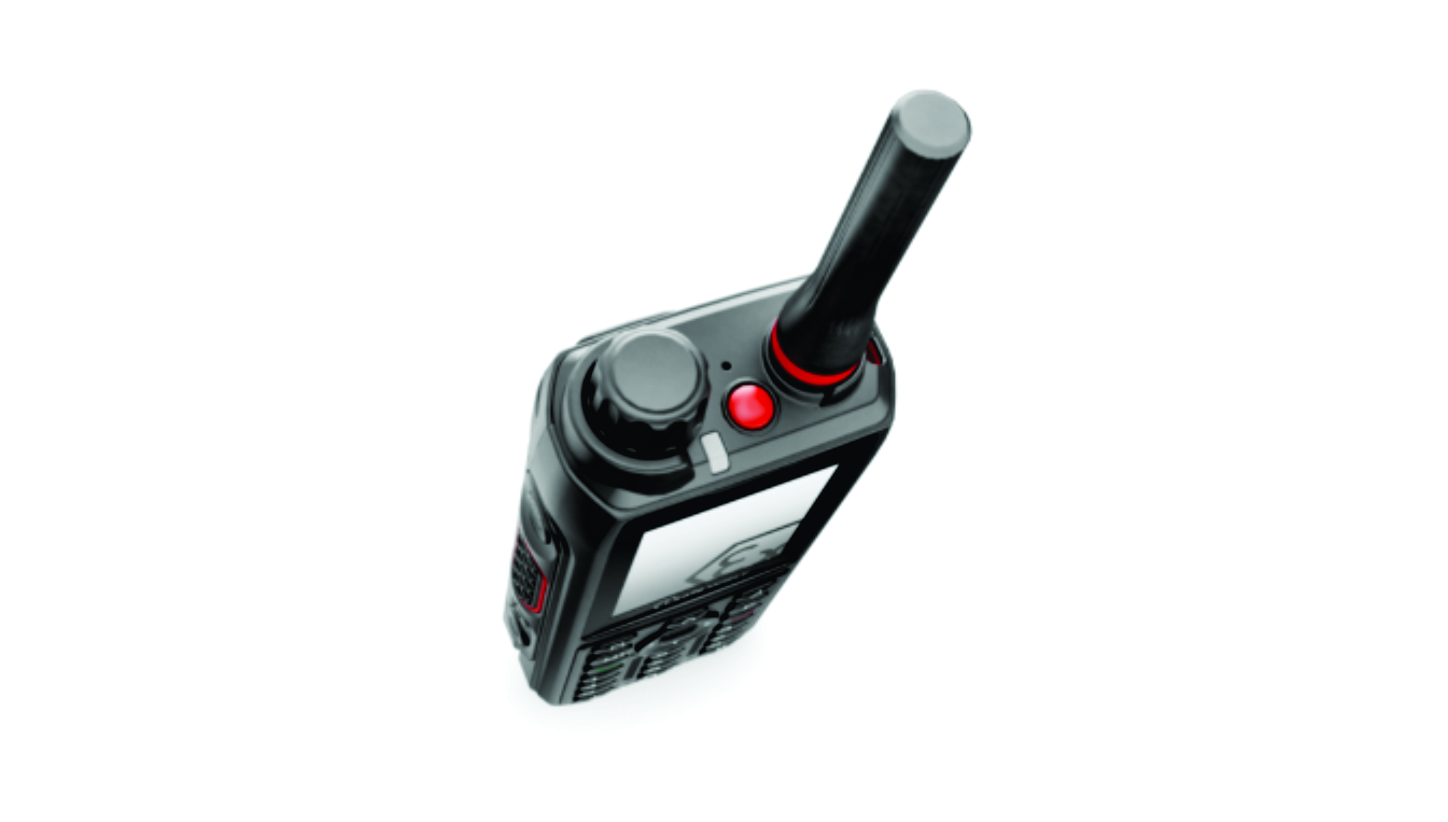 Top view of i.safe MOBILE IS380.1 showing dedicated red SOS button