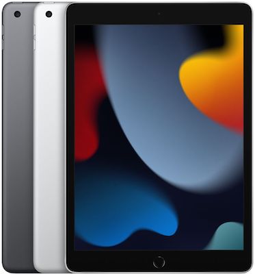 Apple iPad 10.2-inch in Space Grey and Silver on white background.