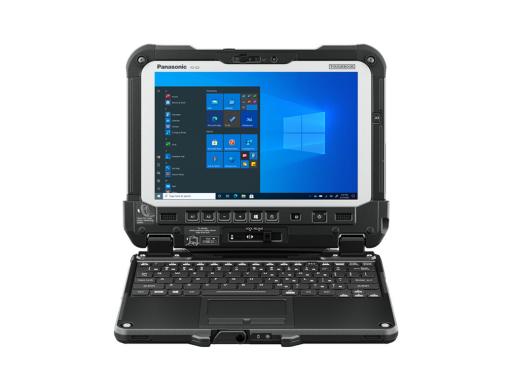 Panasonic Toughbook FZ-G2 10.1-inch Fully Rugged Tablet with keyboard and case attached on white background.