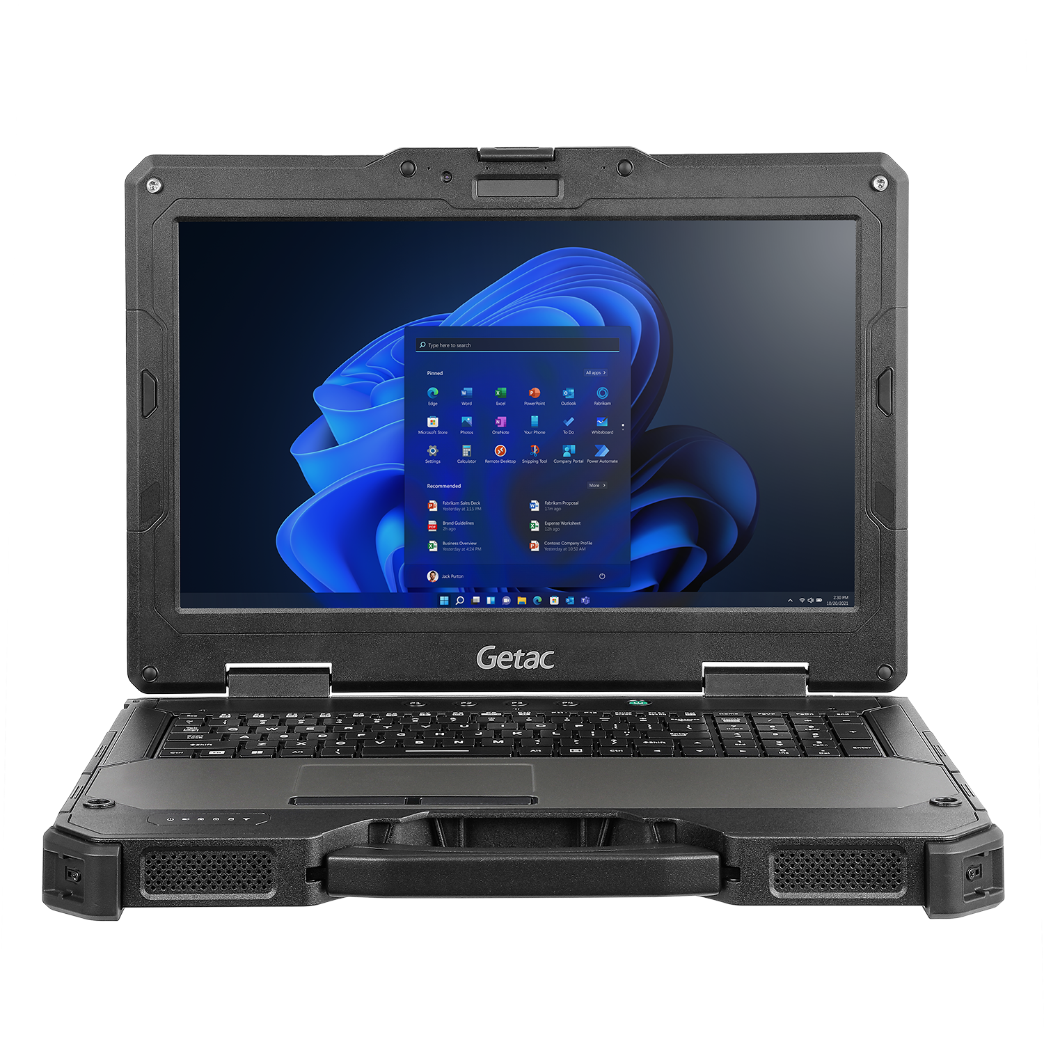 Getac X600 Fully Rugged Laptop with Windows operating system on white background.