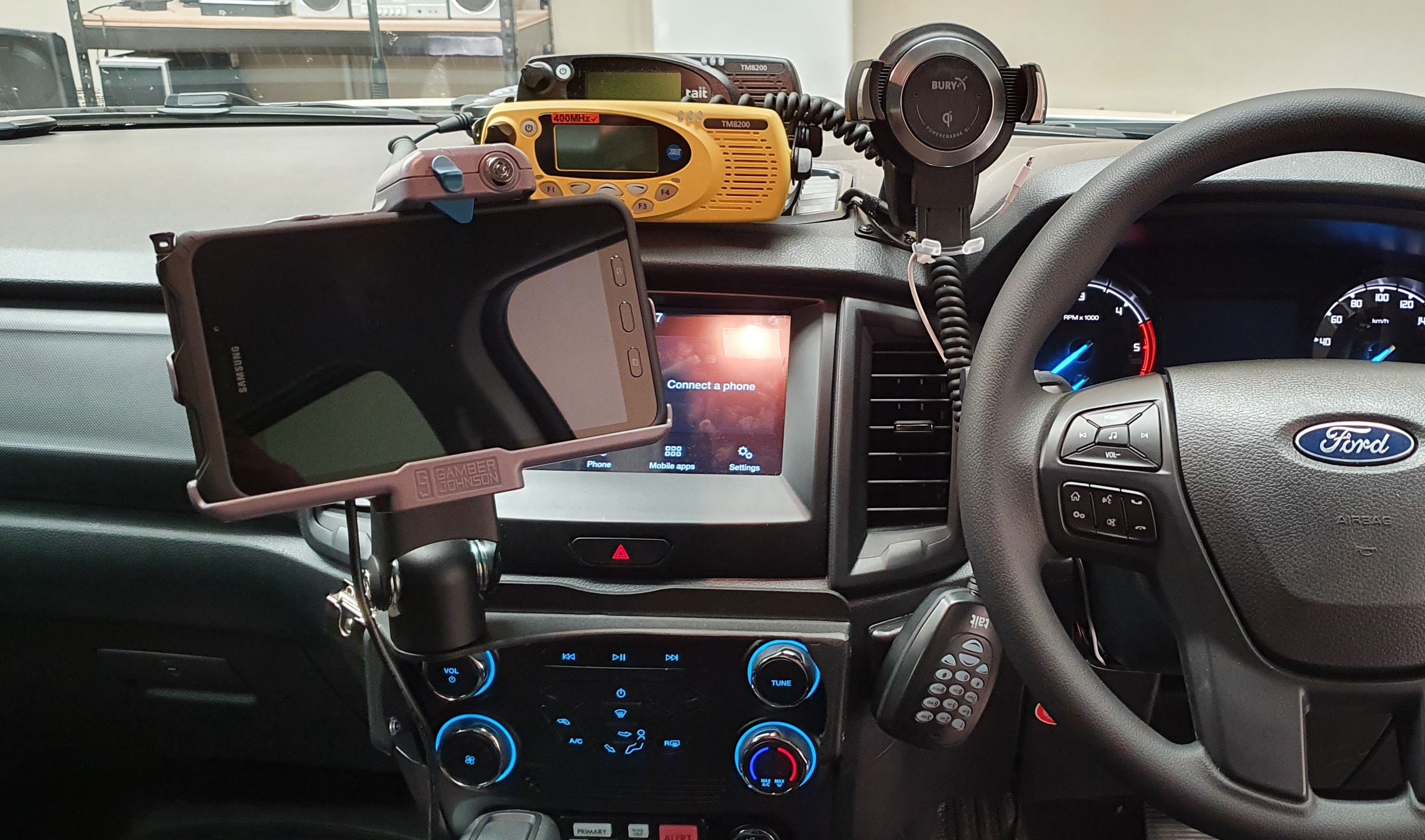 The Samsung Tab Active 3 dash mounted in a Ford Ranger