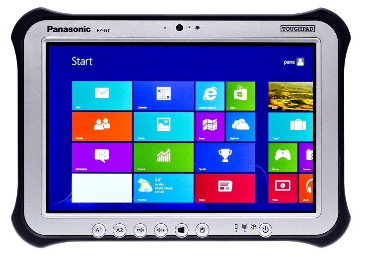 Panasonic Toughpad FZ-G1 Rugged Tablet on white background showcasing display