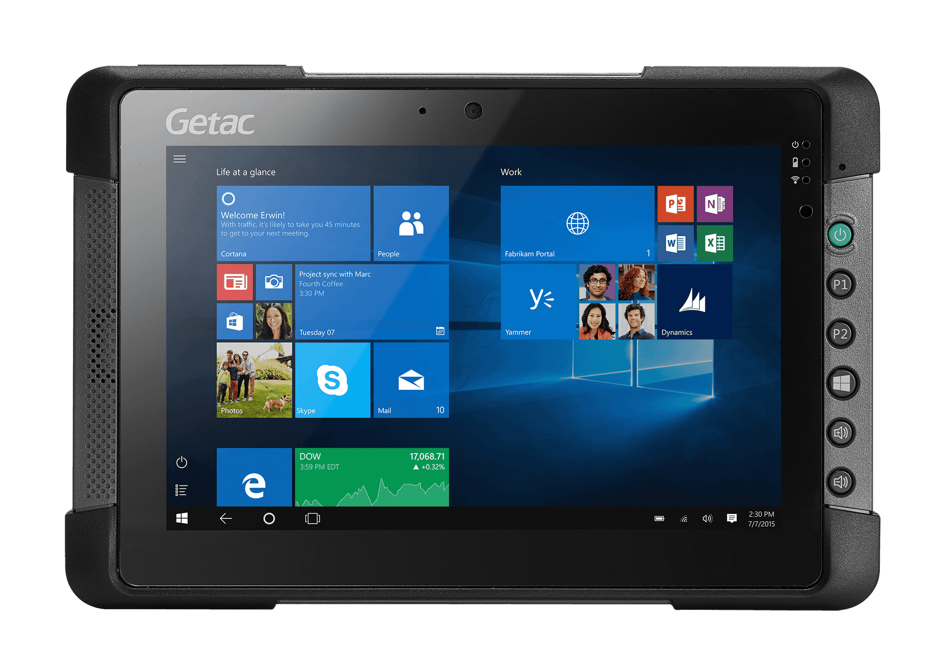 Getac T800-EX rugged tablet on white background