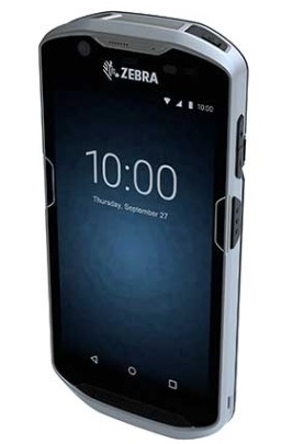The Zebra TC57 rugged smartphone on white background