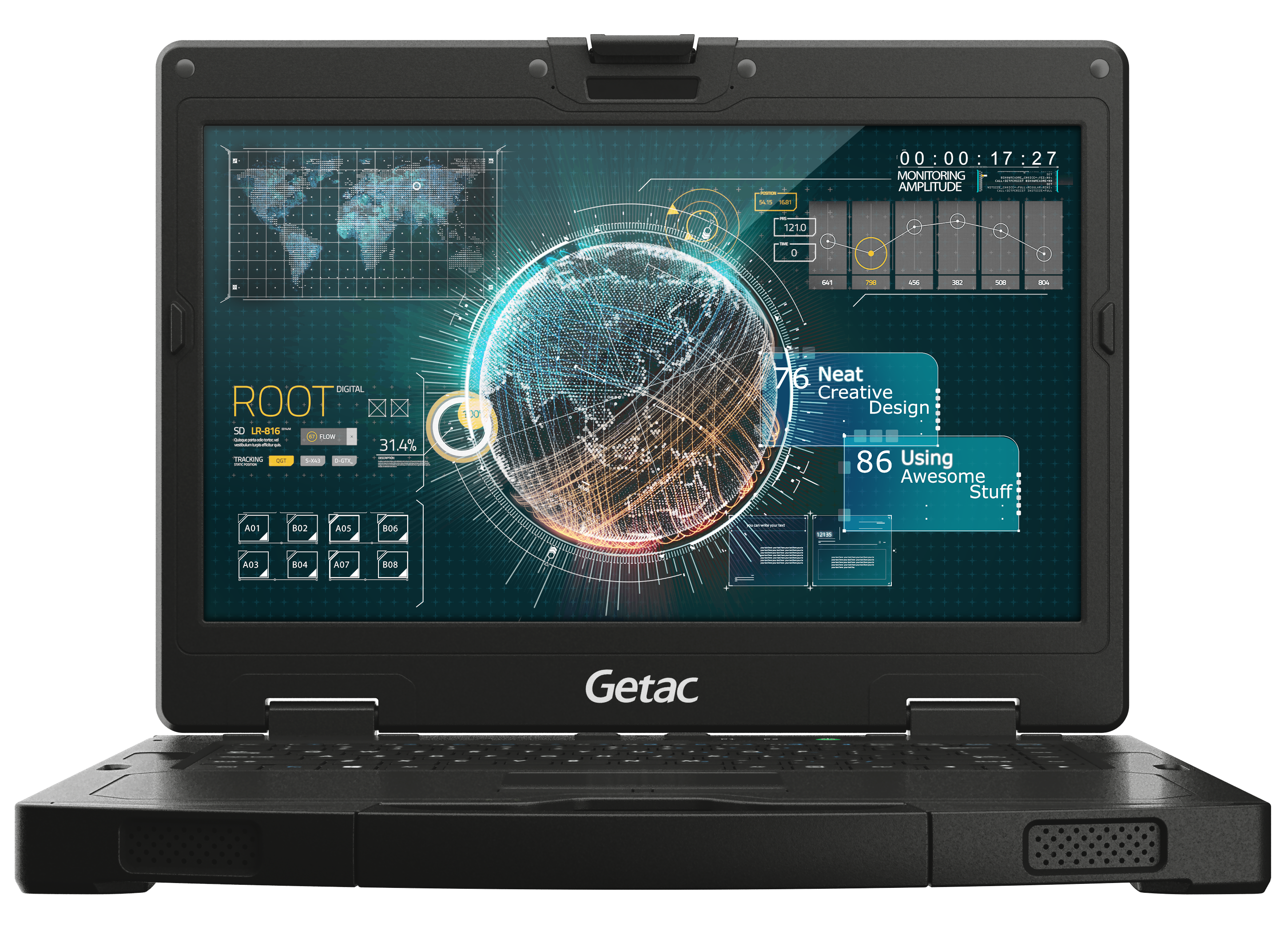 Getac S410 multi-factor authentication and customisation features.