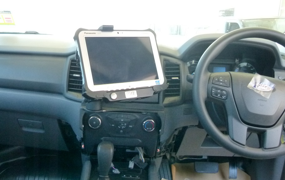 The Panasonic Toughpad FZ-G1 installed in a light-weight Ford Ranger
